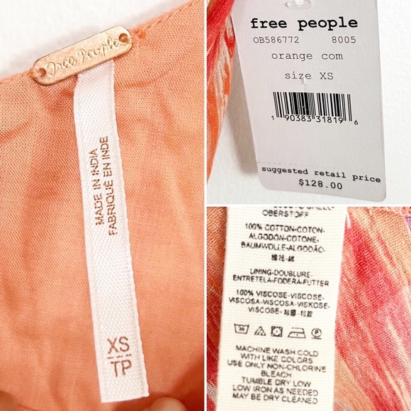 BOGO! NWT Free People Heart Asymmetric Mini Tiered Boho Dress XS - Picture 9 of 9